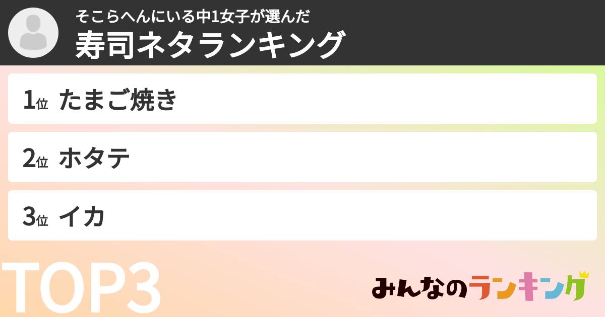 そこらへんにいる中1女子さんの「寿司ネタランキング」