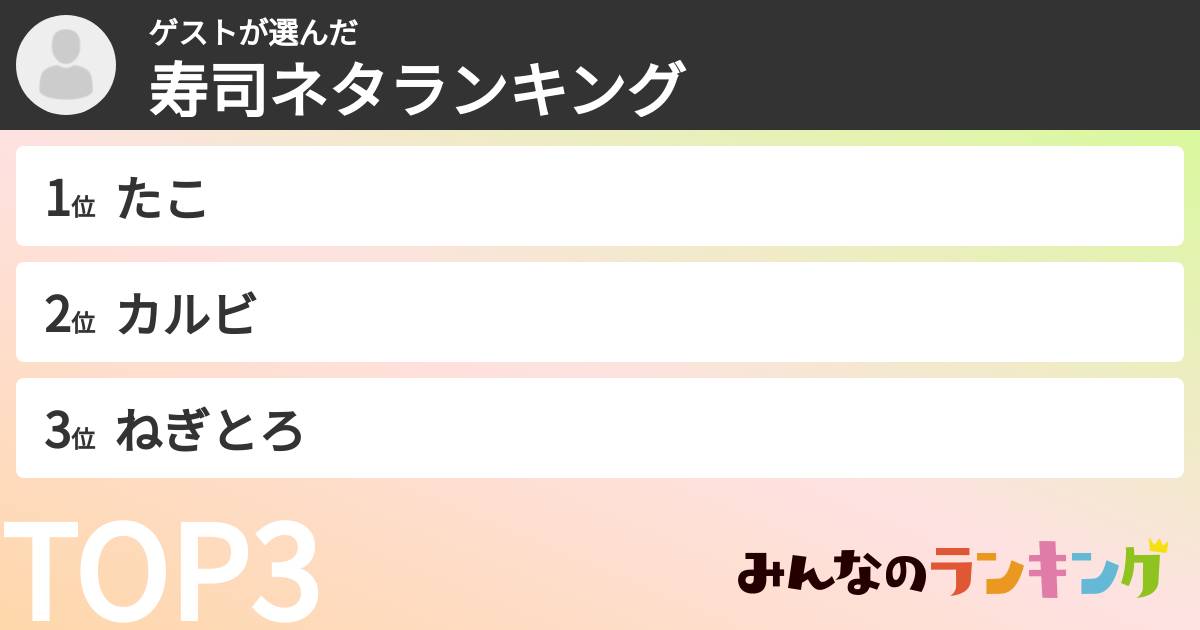 ゲストさんの「寿司ネタランキング」