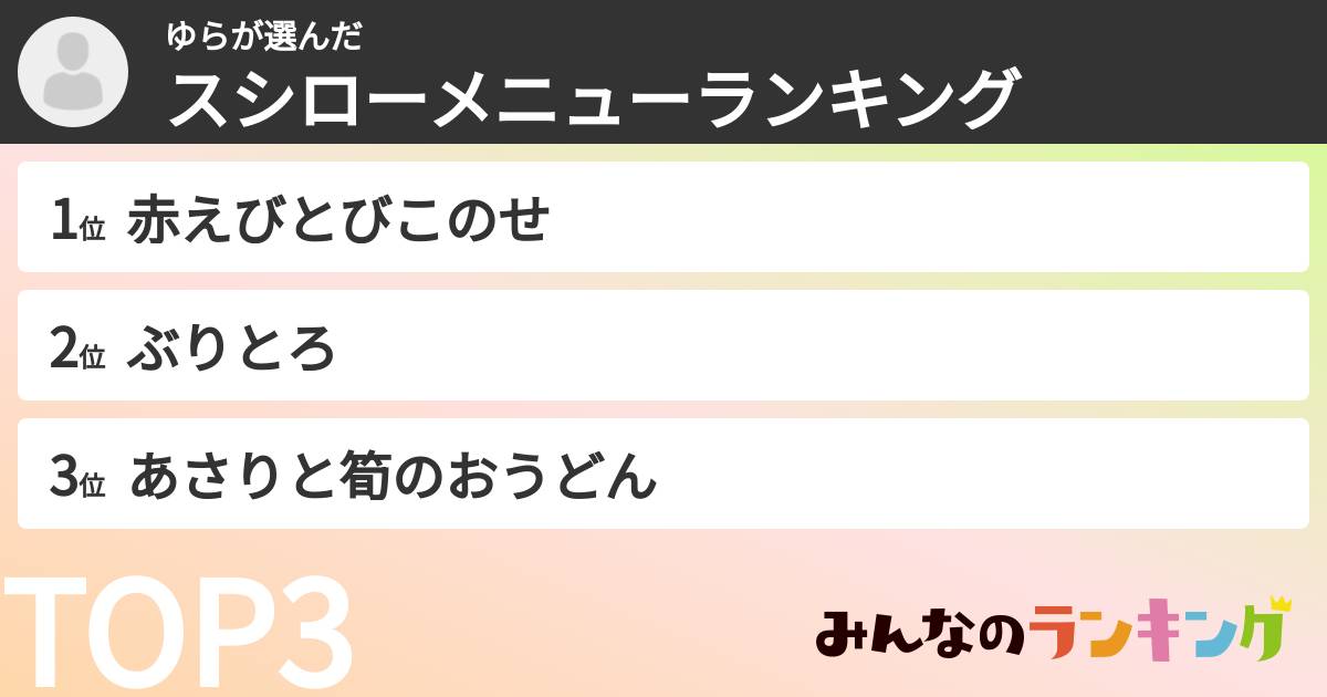 ゆらさんの「スシローメニューランキング」