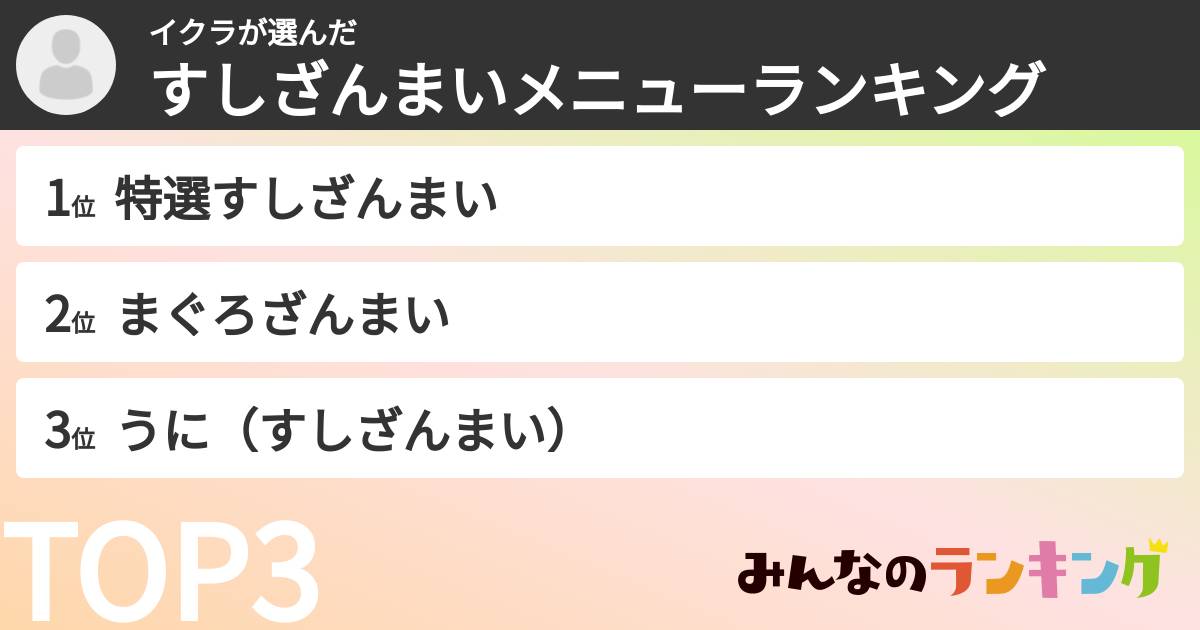 イクラさんの「すしざんまいメニューランキング」