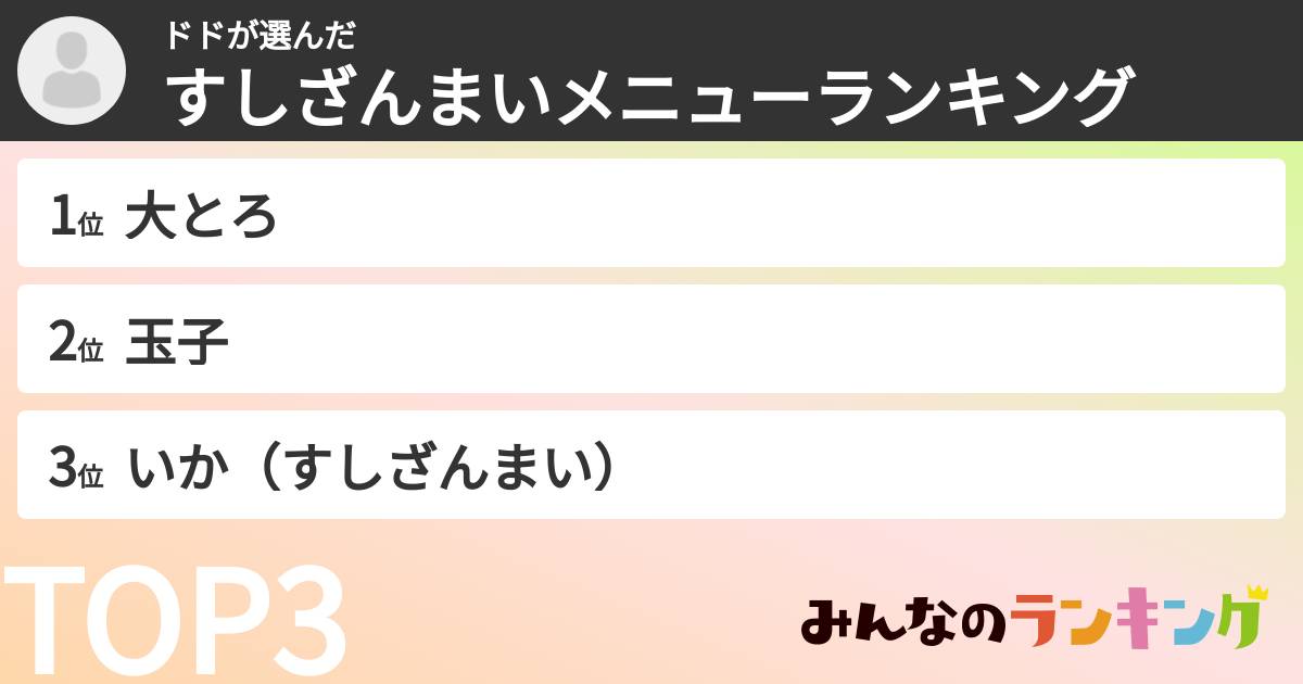 ドドさんの「すしざんまいメニューランキング」