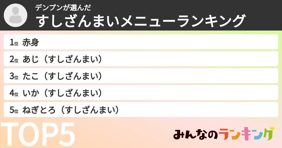 デンプンさんの「すしざんまいメニューランキング」