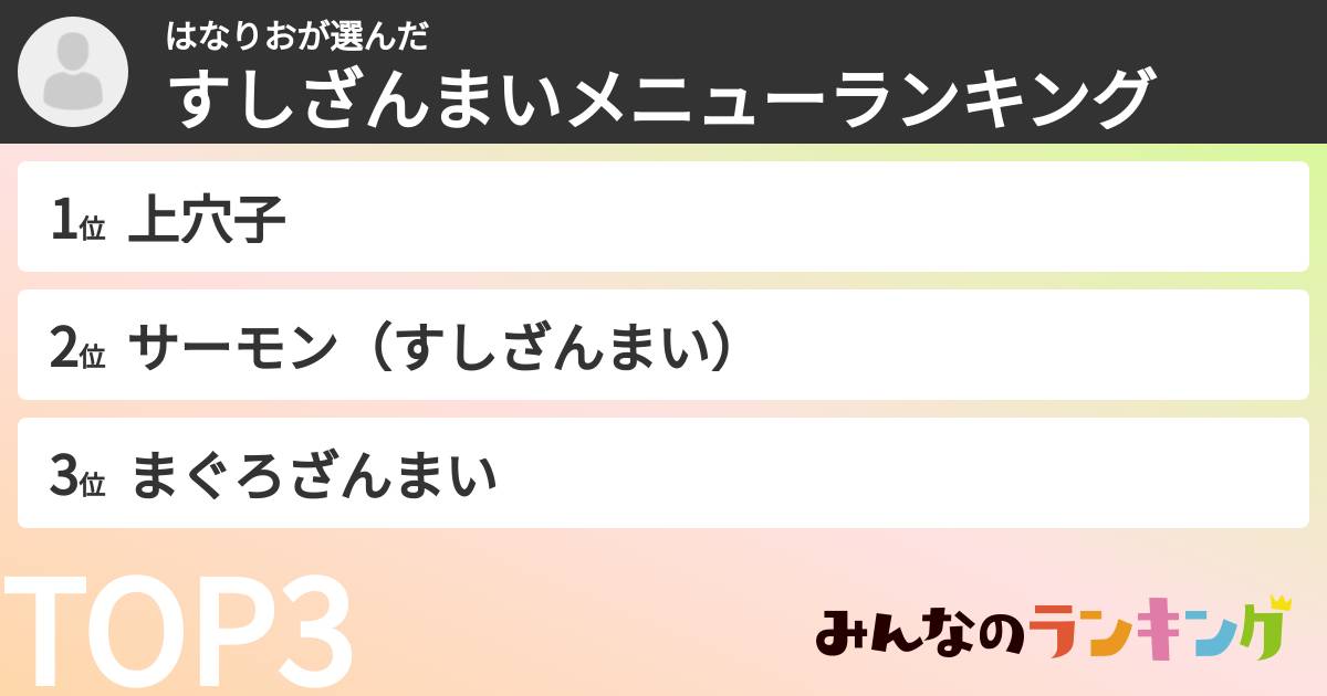はなりおさんの「すしざんまいメニューランキング」