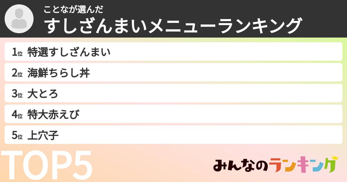 ことなさんの「すしざんまいメニューランキング」