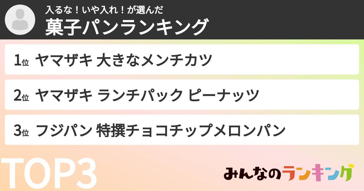 入るな！いや入れ！さんの「菓子パンランキング」
