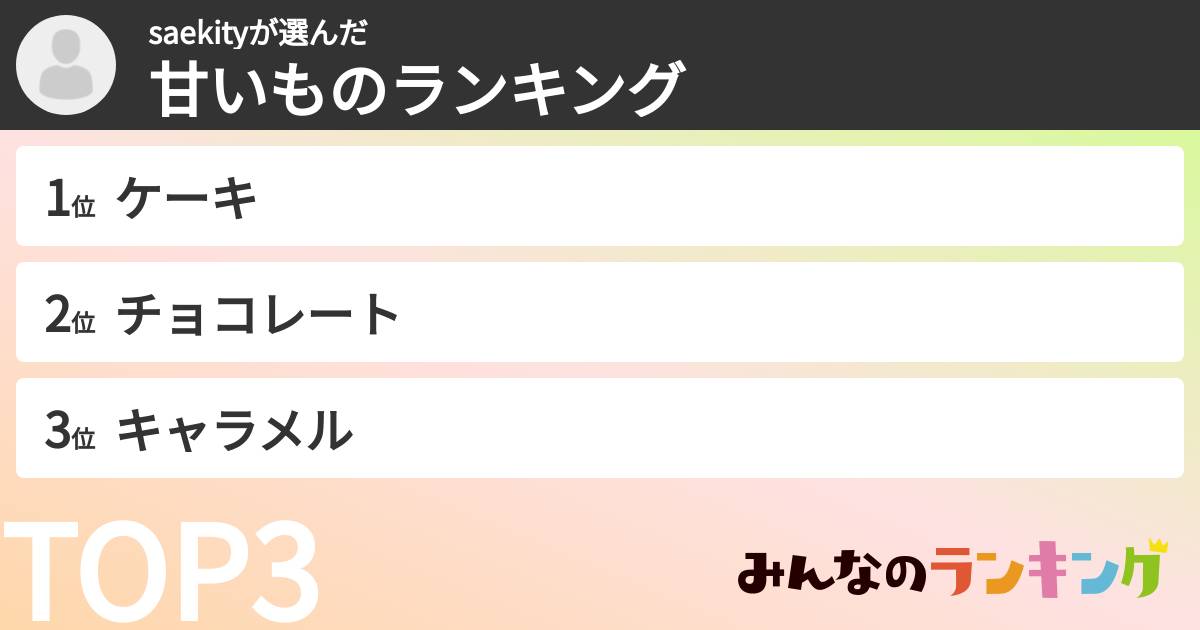 saekityさんの「甘いものランキング」