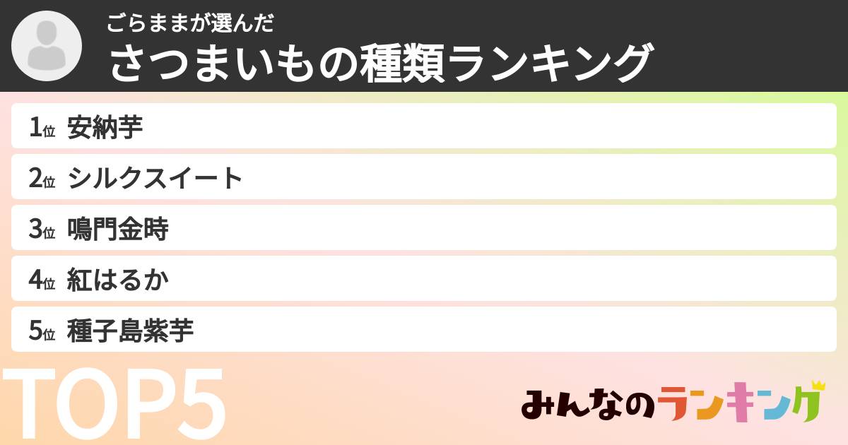 ごらままさんの「さつまいもの種類ランキング」