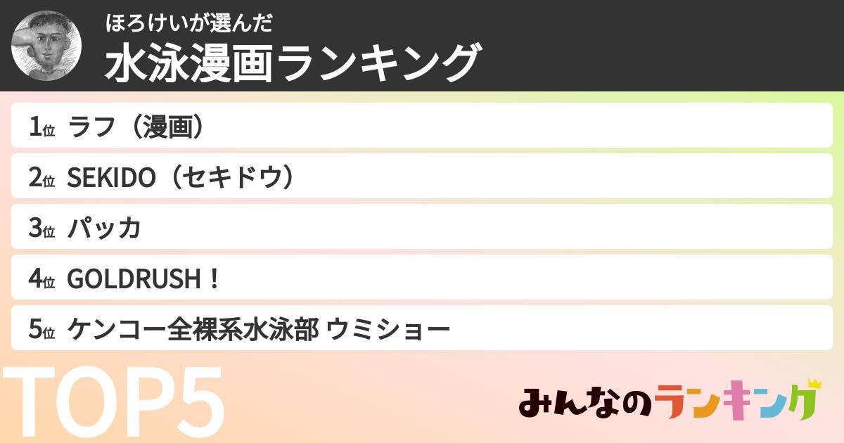 ほろけいさんの「水泳漫画ランキング」