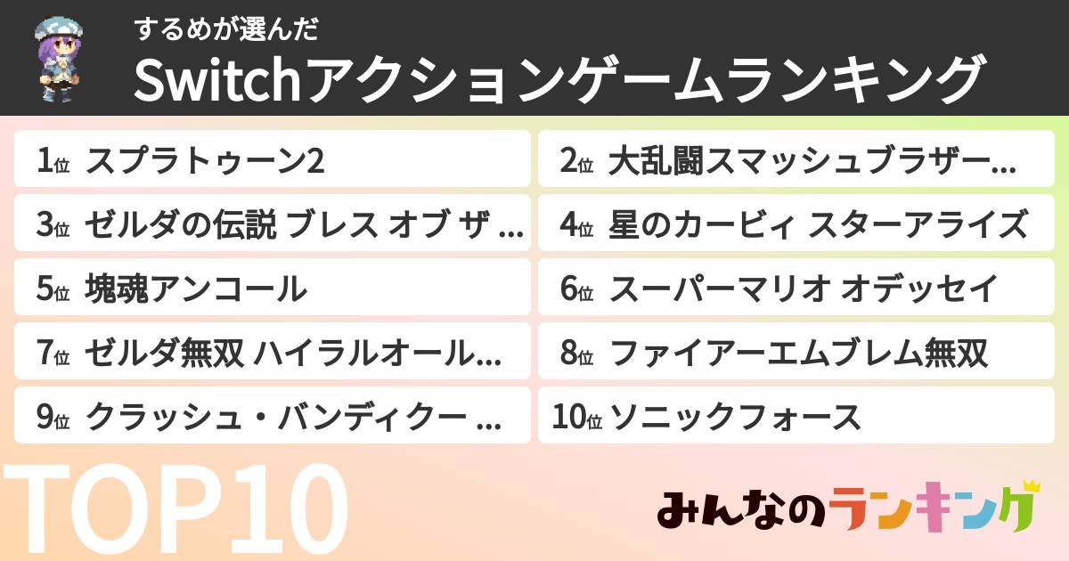 するめさんの「Switchアクションゲームランキング」