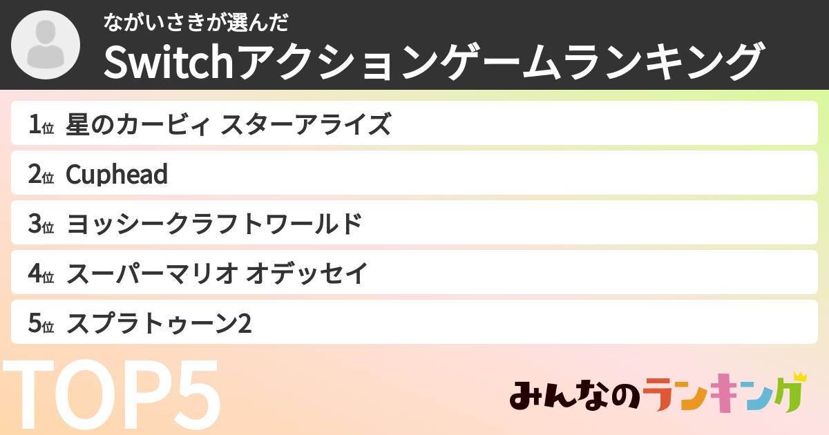 ながいさきさんの「Switchアクションゲームランキング」