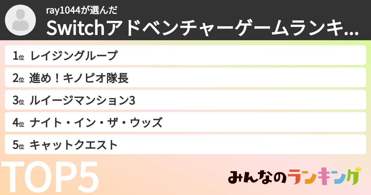 ray1044さんの「Switchアドベンチャーゲームランキング」