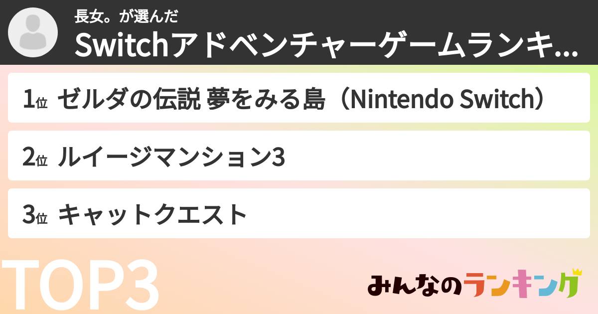 長女。さんの「Switchアドベンチャーゲームランキング」
