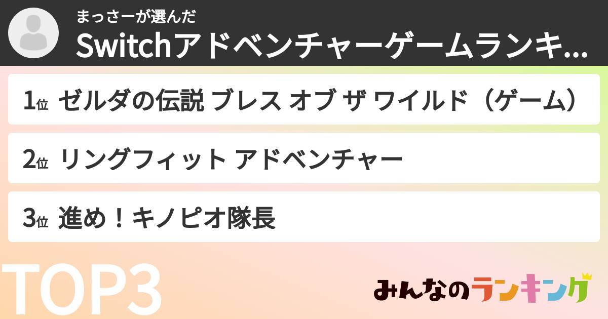 まっさーさんの「Switchアドベンチャーゲームランキング」