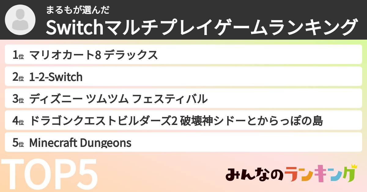 まるもさんの「Switchマルチプレイゲームランキング」