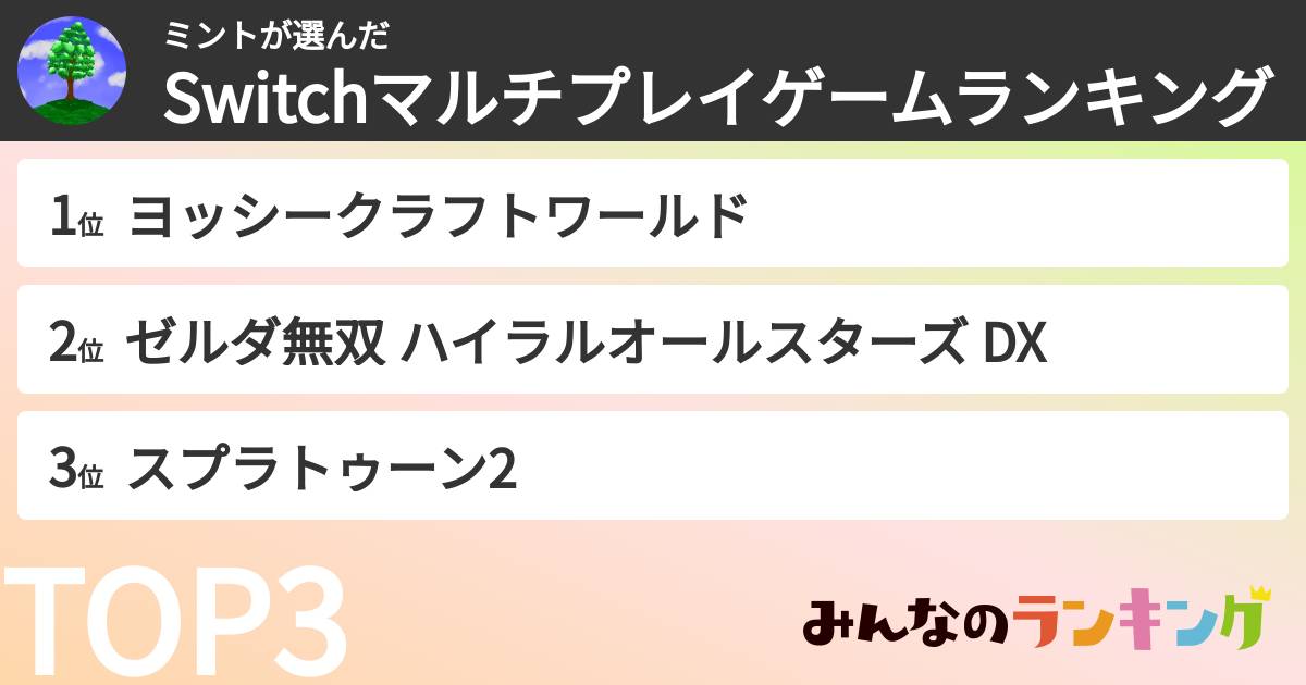 ミントさんの「Switchマルチプレイゲームランキング」
