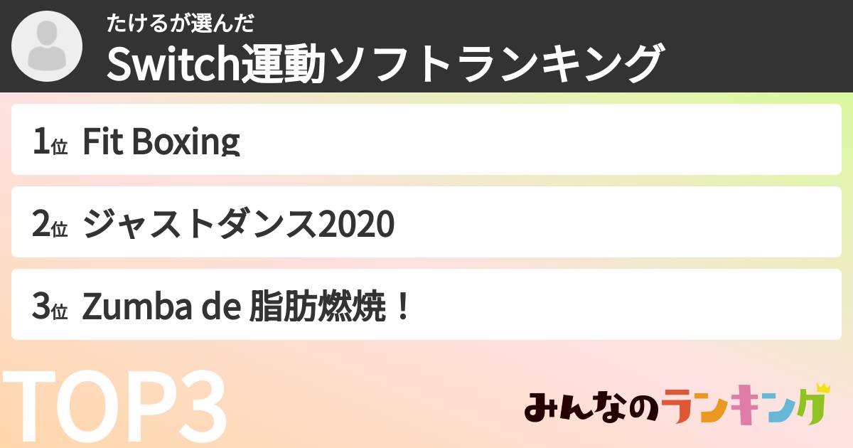 たけるさんの「Switch運動ソフトランキング」