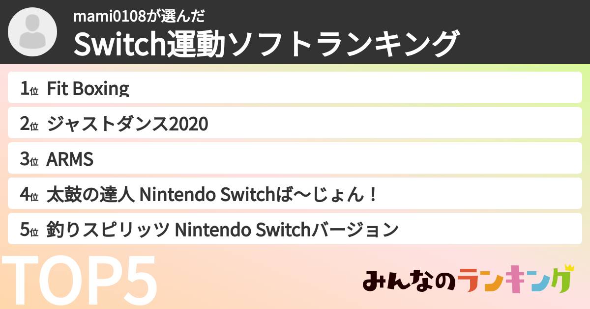 mami0108さんの「Switch運動ソフトランキング」