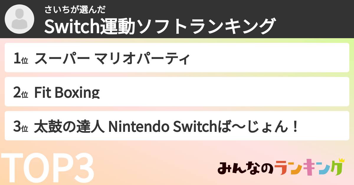 さいちさんの「Switch運動ソフトランキング」
