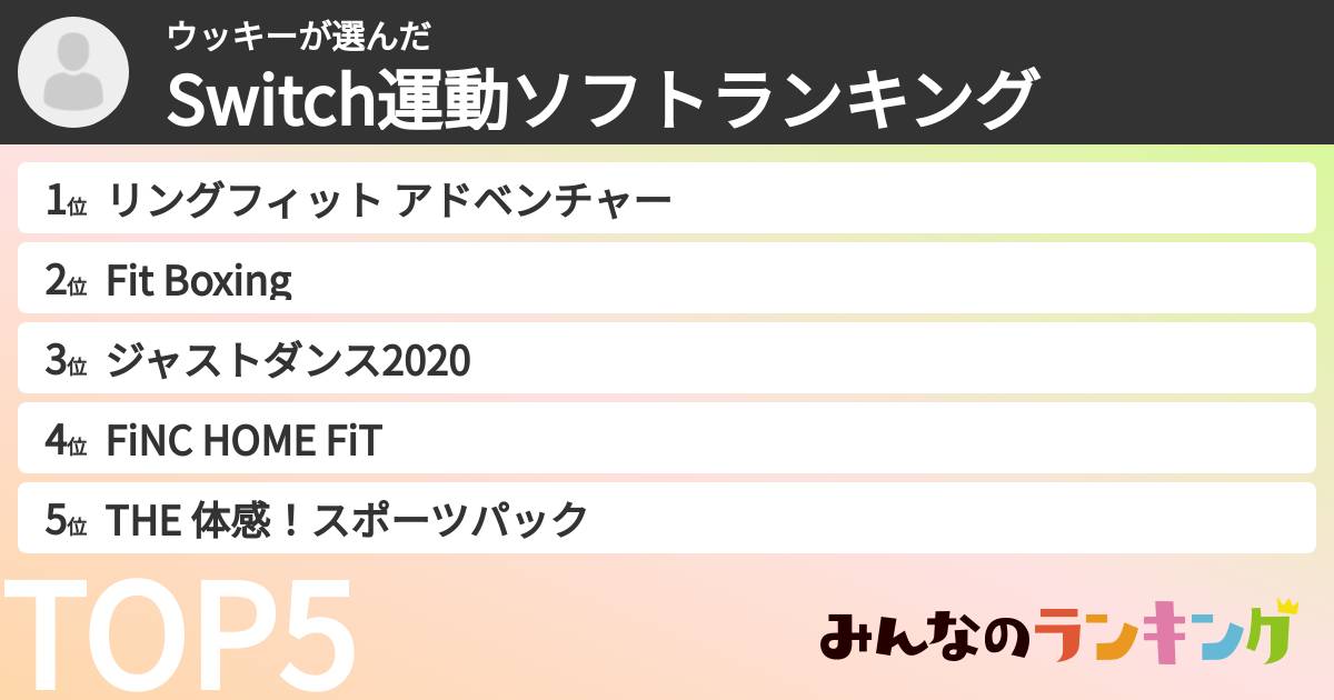 ウッキーさんの「Switch運動ソフトランキング」