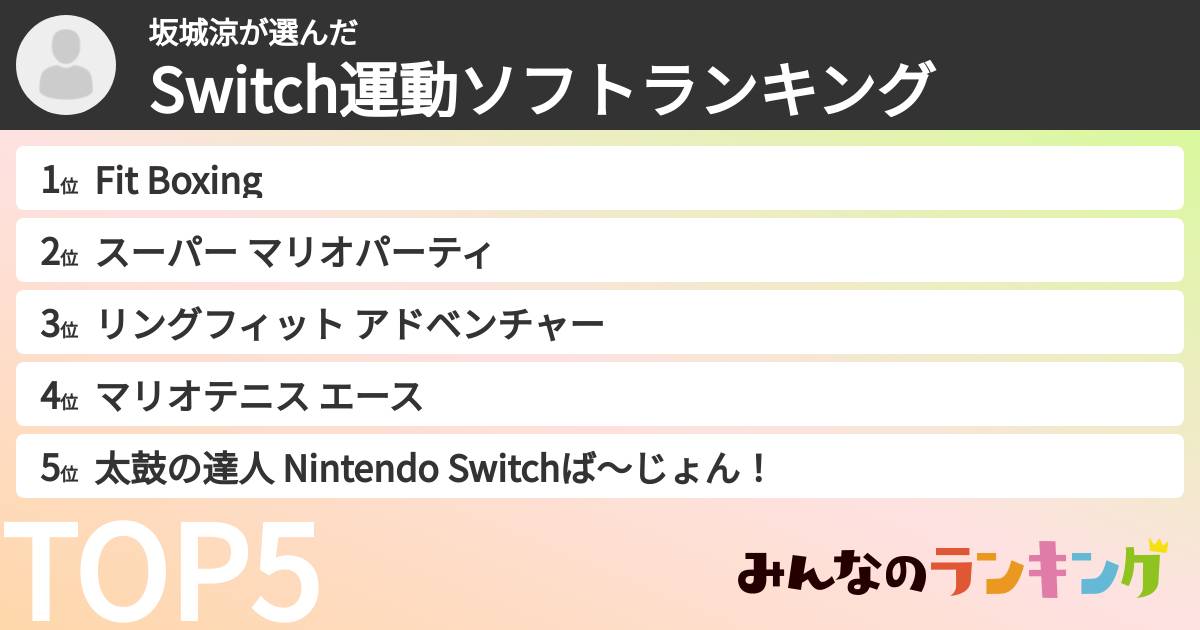 坂城涼さんの「Switch運動ソフトランキング」