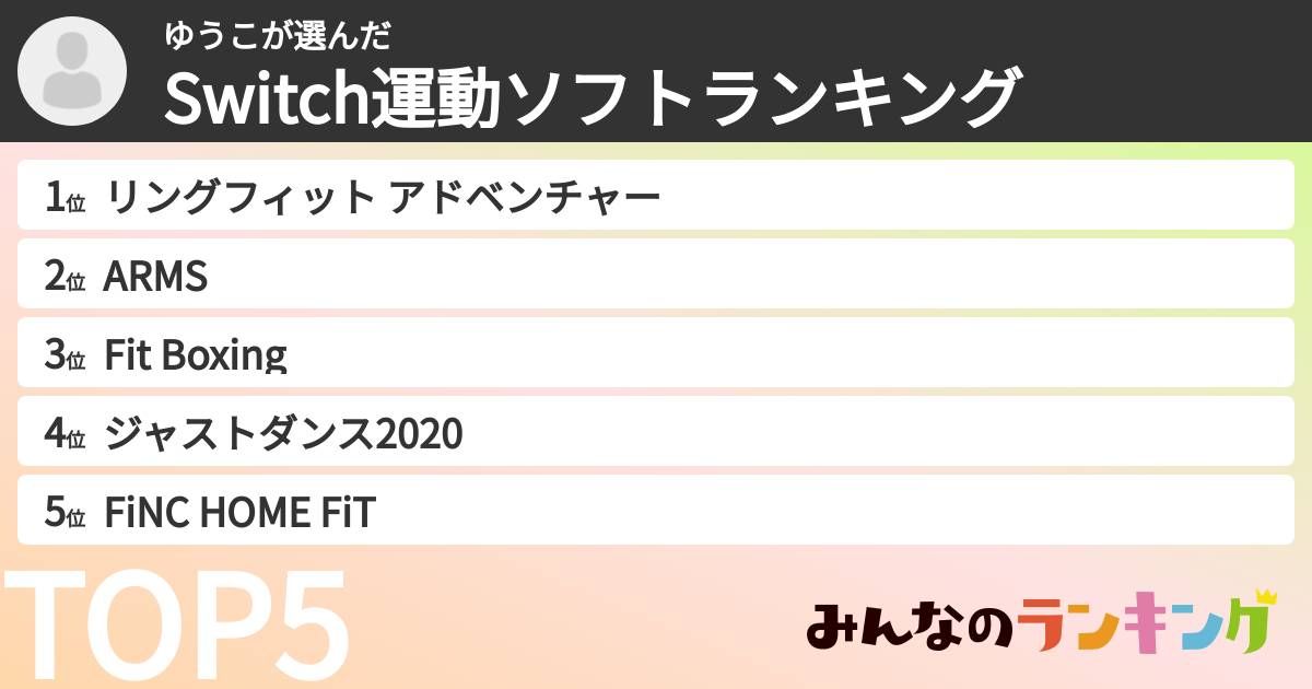 ゆうこさんの「Switch運動ソフトランキング」