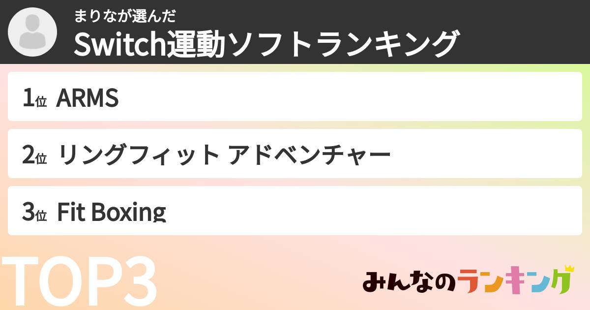 まりなさんの「Switch運動ソフトランキング」