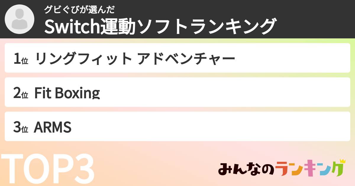 グビぐびさんの「Switch運動ソフトランキング」