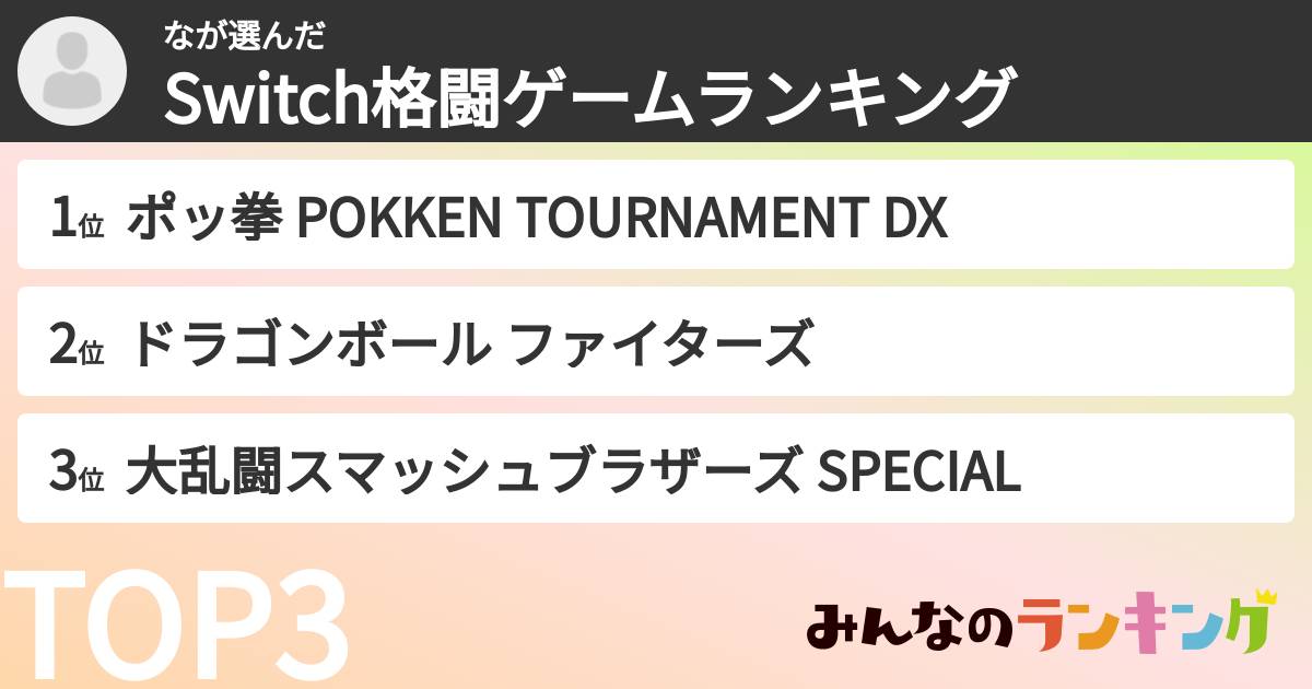 なさんの「Switch格闘ゲームランキング」