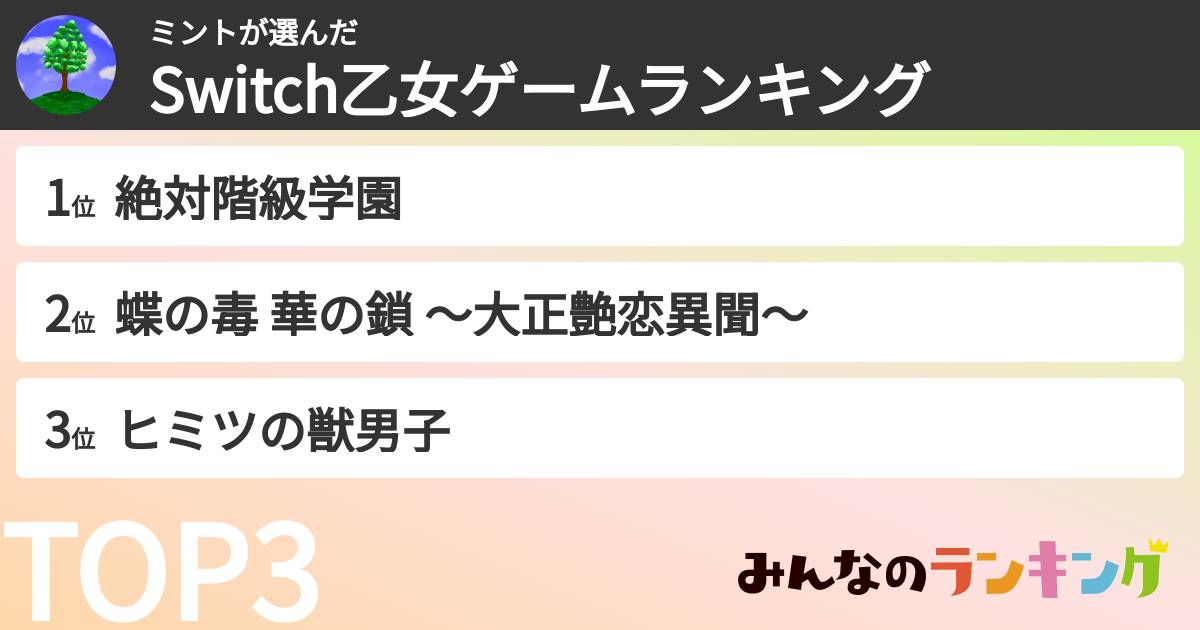 ミントさんの「Switch乙女ゲームランキング」