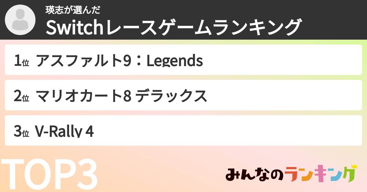 瑛志さんの「Switchレースゲームランキング」