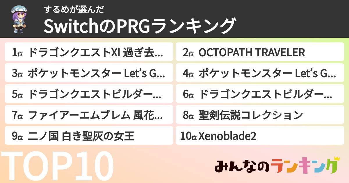 するめさんの「SwitchのPRGランキング」