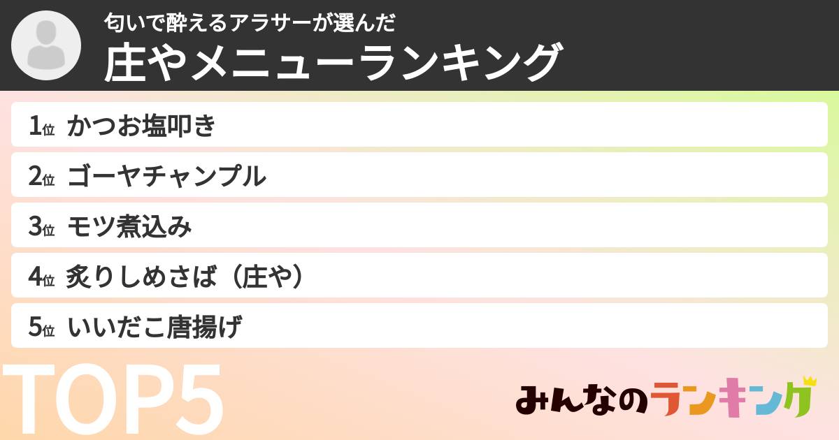 匂いで酔えるアラサーさんの「庄やメニューランキング」