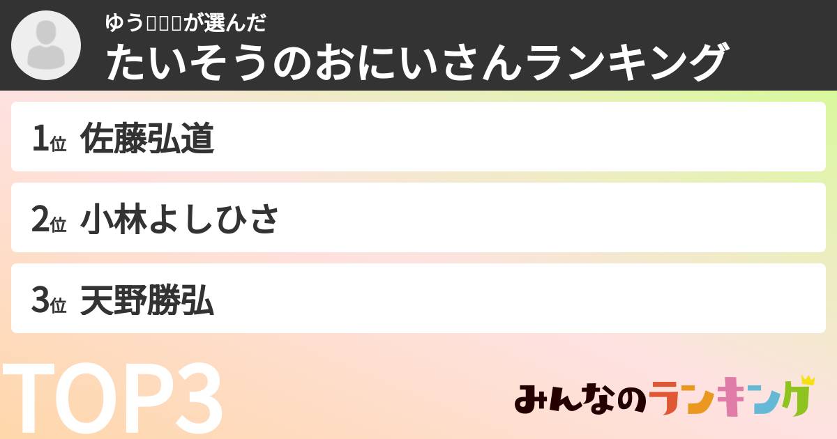 ゆう🐣🍁🍁さんの「たいそうのおにいさんランキング」