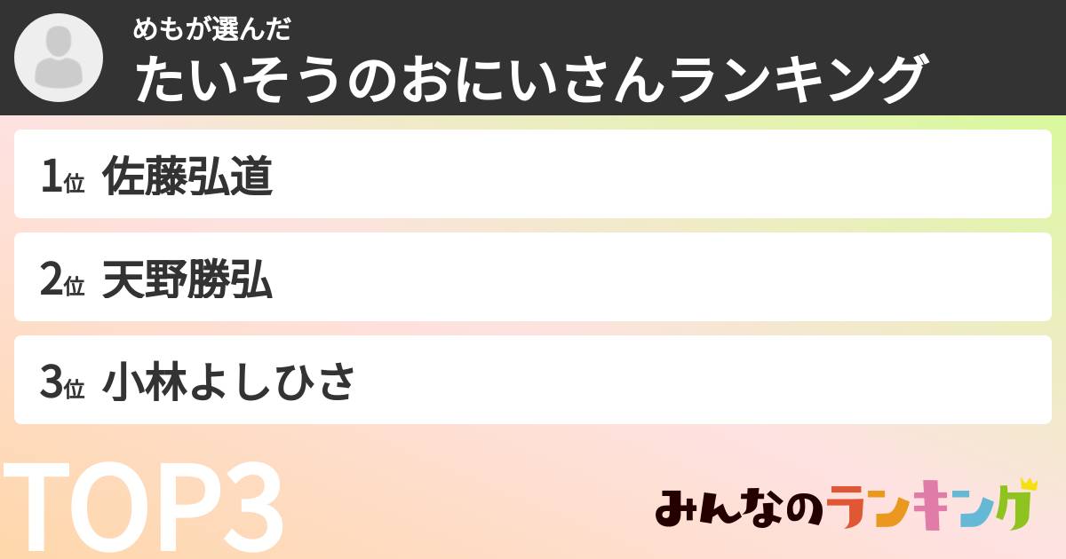めもさんの「たいそうのおにいさんランキング」