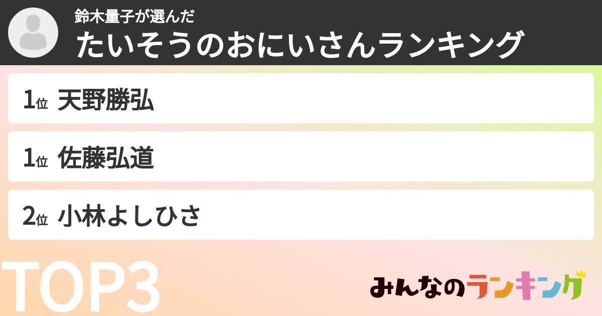 鈴木量子さんの「たいそうのおにいさんランキング」