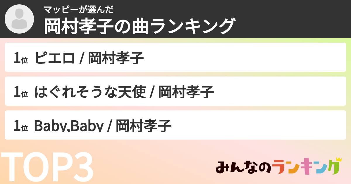 マッピーさんの「岡村孝子の曲ランキング」
