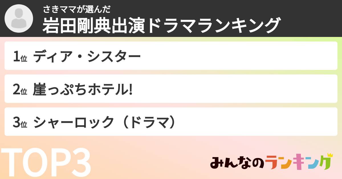 さきママさんの「岩田剛典出演ドラマランキング」