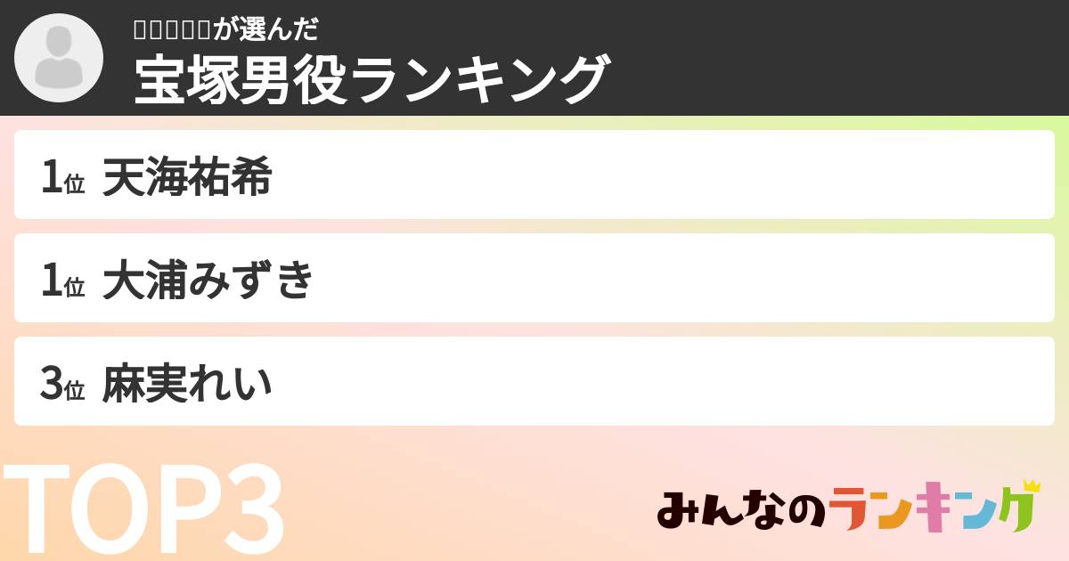 💮🌙❄🌟⛅️さんの「宝塚男役ランキング」