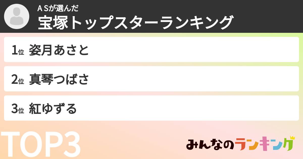 A Sさんの「宝塚トップスターランキング」