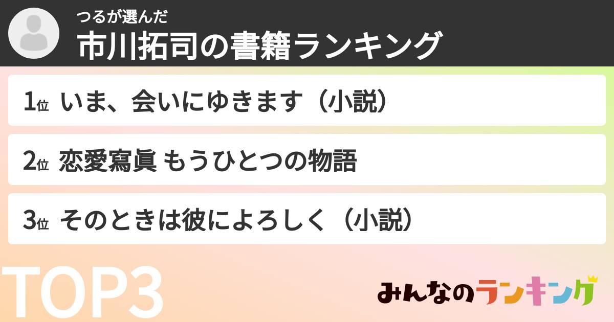 つるさんの「市川拓司の書籍ランキング」