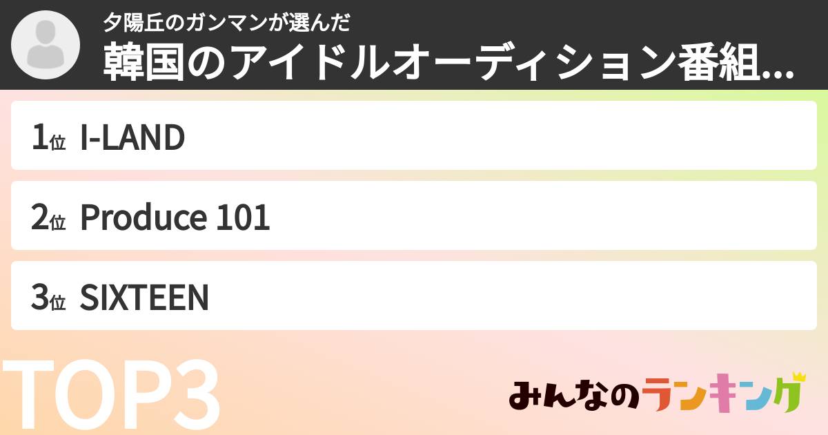 夕陽丘のガンマンさんの「韓国のアイドルオーディション番組ランキング」