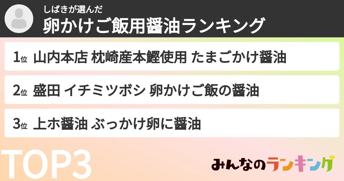 しばきさんの「卵かけご飯用醤油ランキング」