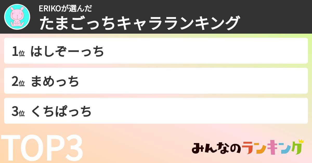 ERIKOさんの「たまごっちキャラランキング」