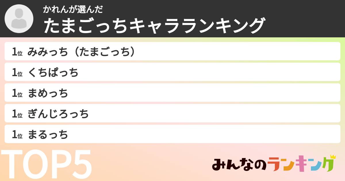 かれんさんの「たまごっちキャラランキング」