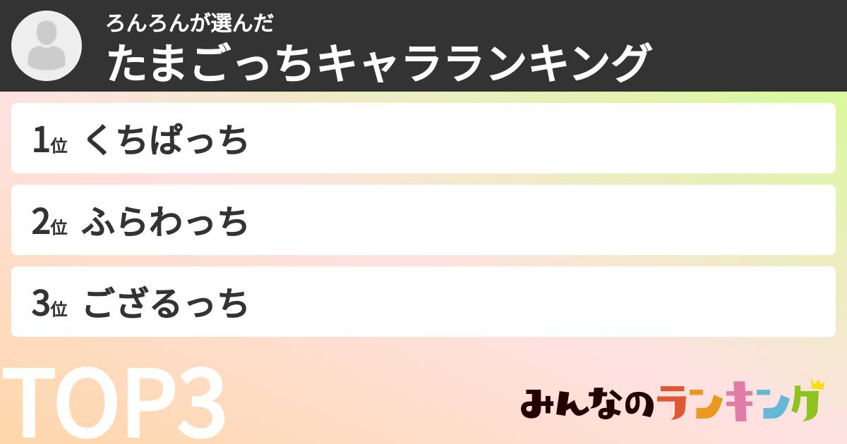ろんろんさんの「たまごっちキャラランキング」