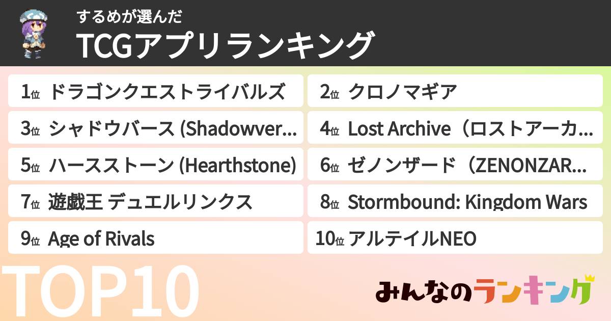 するめさんの「TCGアプリランキング」