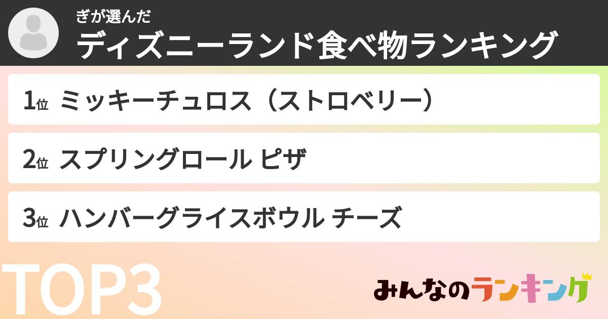 ぎさんの「ディズニーランド食べ物ランキング」