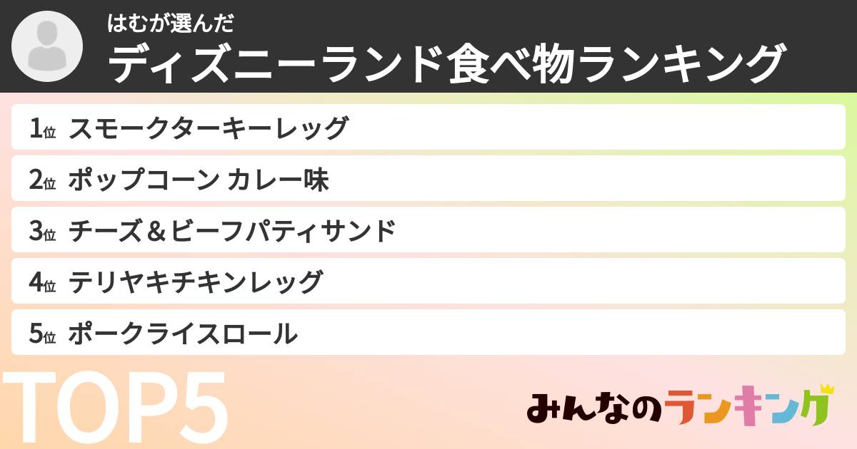 はむさんの「ディズニーランド食べ物ランキング」