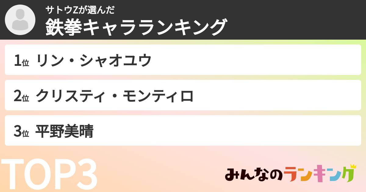 サトウZさんの「鉄拳キャラランキング」