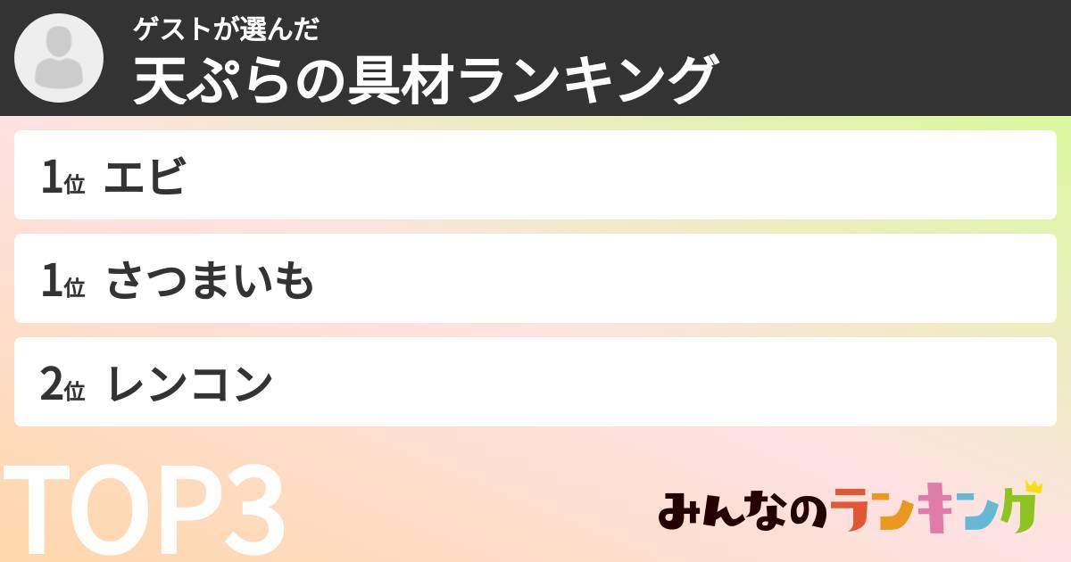 ゲストさんの「天ぷらの具材ランキング」